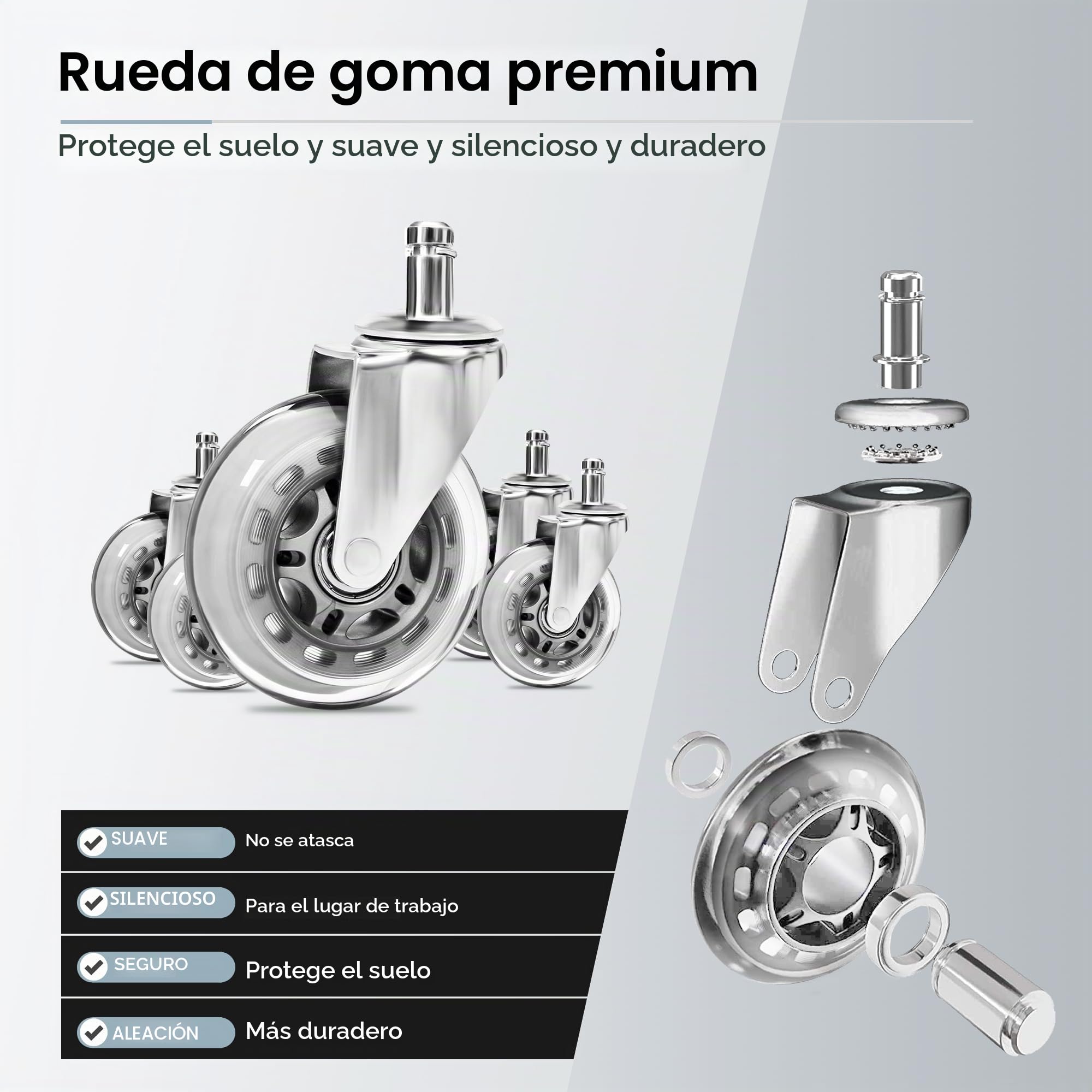 BEWISHOME Taburete con Ruedas,Taburete Giratorio Ajustable,de Piel Sintética Resistente con cojín Ancho,Ergonómico para Salones de Belleza,Spas y Clínicas (Negro)