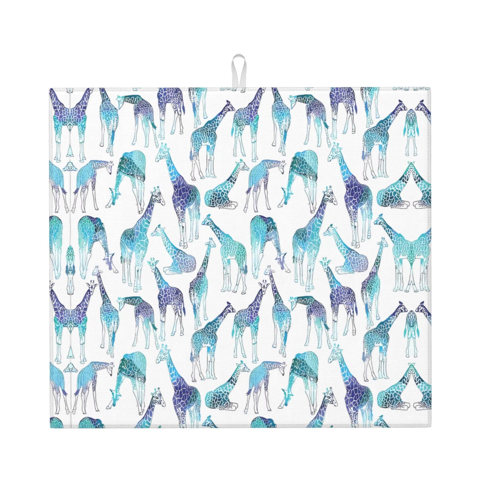 YYHWHJDE Giraffe pattern Prints Kitchen Drying Mat - Absorbent Dish Drying Throw with Vibrant Prints, Quick-Dry Countertop Layer for Dishes & Appliances - Non-Slip & Foldable