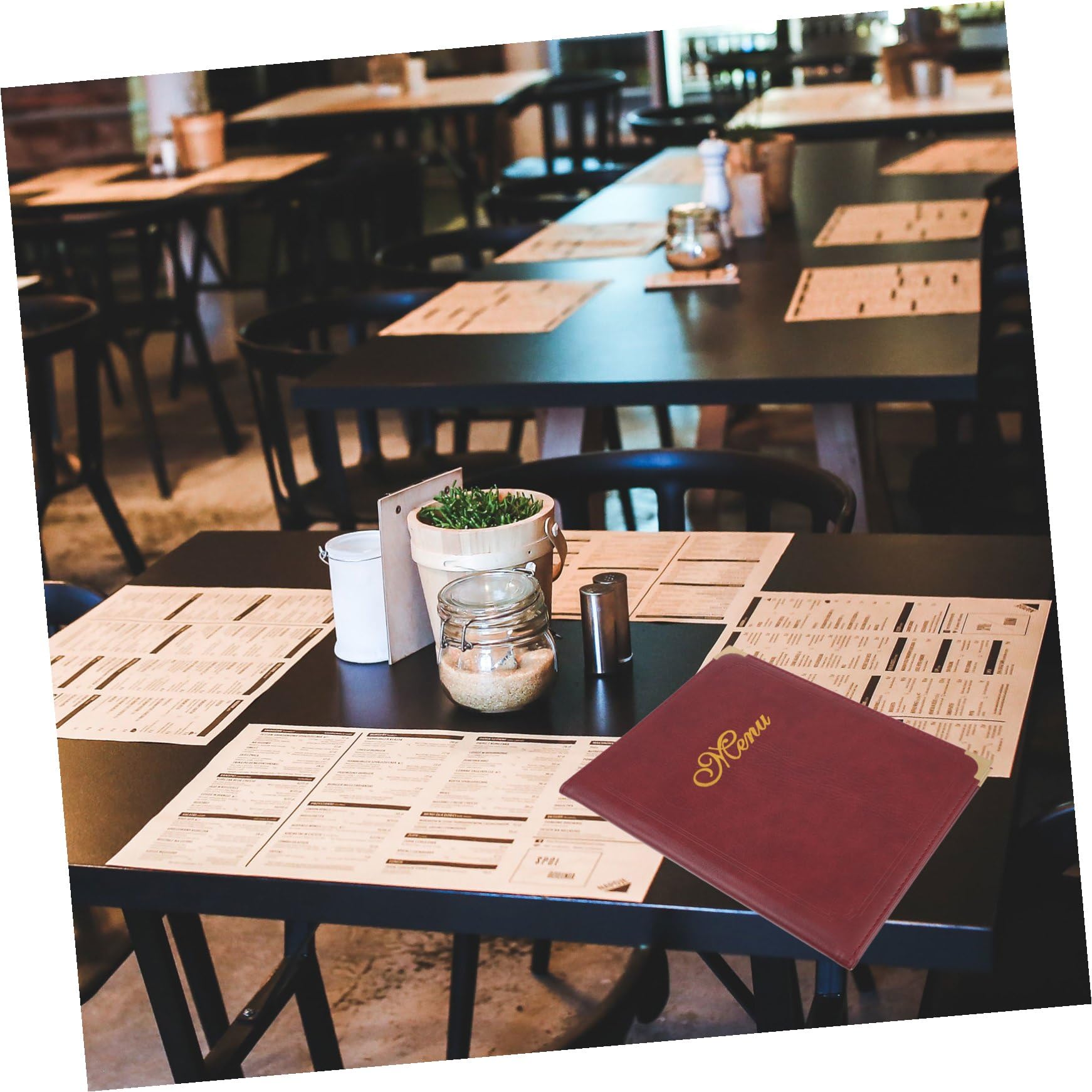 Carpeta de Menú para Restaurante Diseño Deslizante en Página Interior, Material Pu y Esquinas Redondeadas, Uso Fácil para Barra y Mostrador