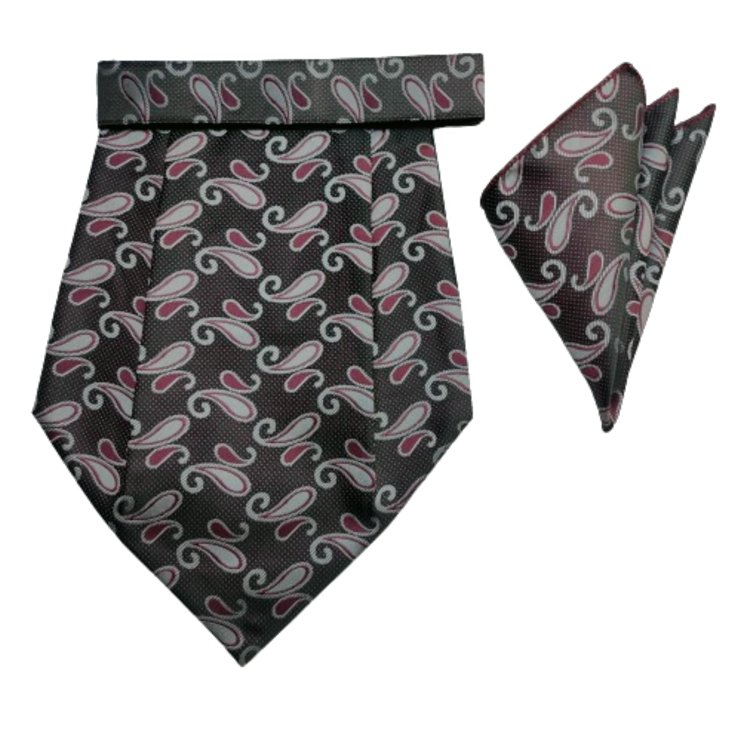 voici France Men's Paisley Design Cravat Ascot Necktie and Pocket Square Blue color Free Size-picture-48