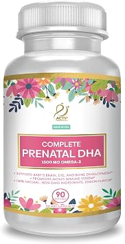 ACTIF Complete Prenatal DHA with 1500mg Omega-3, 100% Natural, Organic DHA, EPA Non-GMO, 90 Count