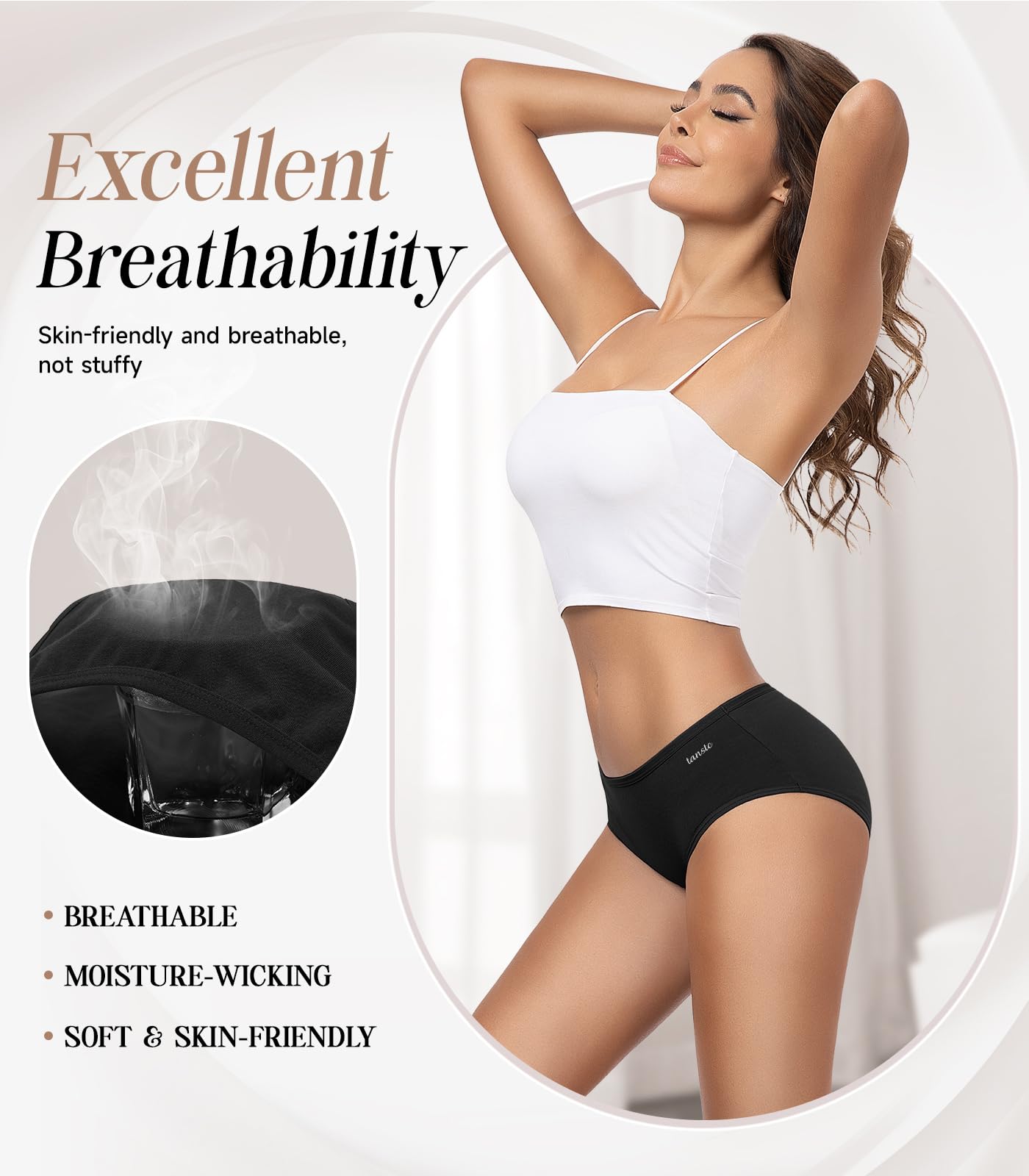 TANSTC Mutande Culotte Donna Cotone, Slip Donna in Cotone - Confezione da 6 Slip Hipster, Vita Bassa Ed Elasticizzati, Traspiranti