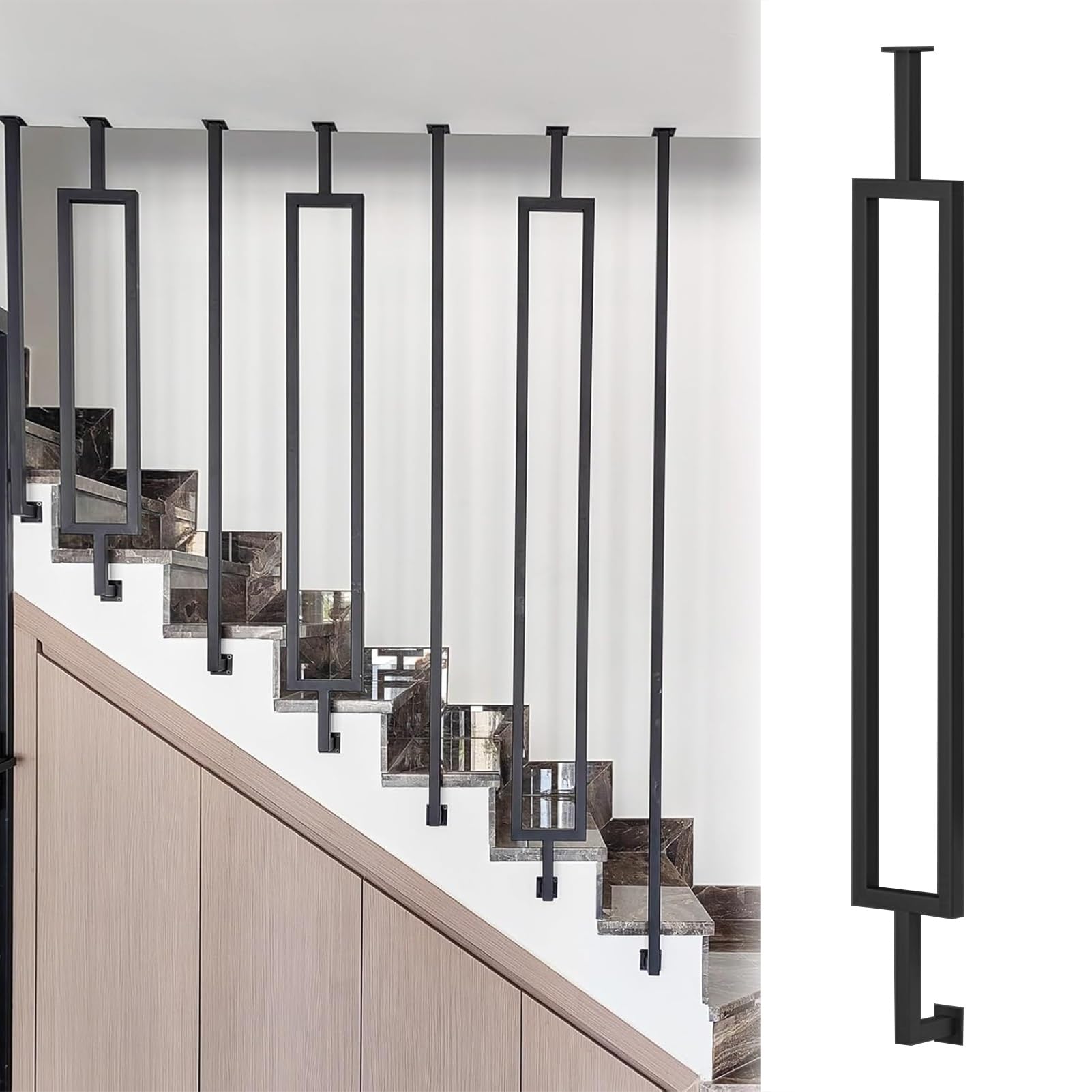 Balustres d'escalier en L fer forgé de 110 cm pour la rénovation sécurisée d'un balcon de villa