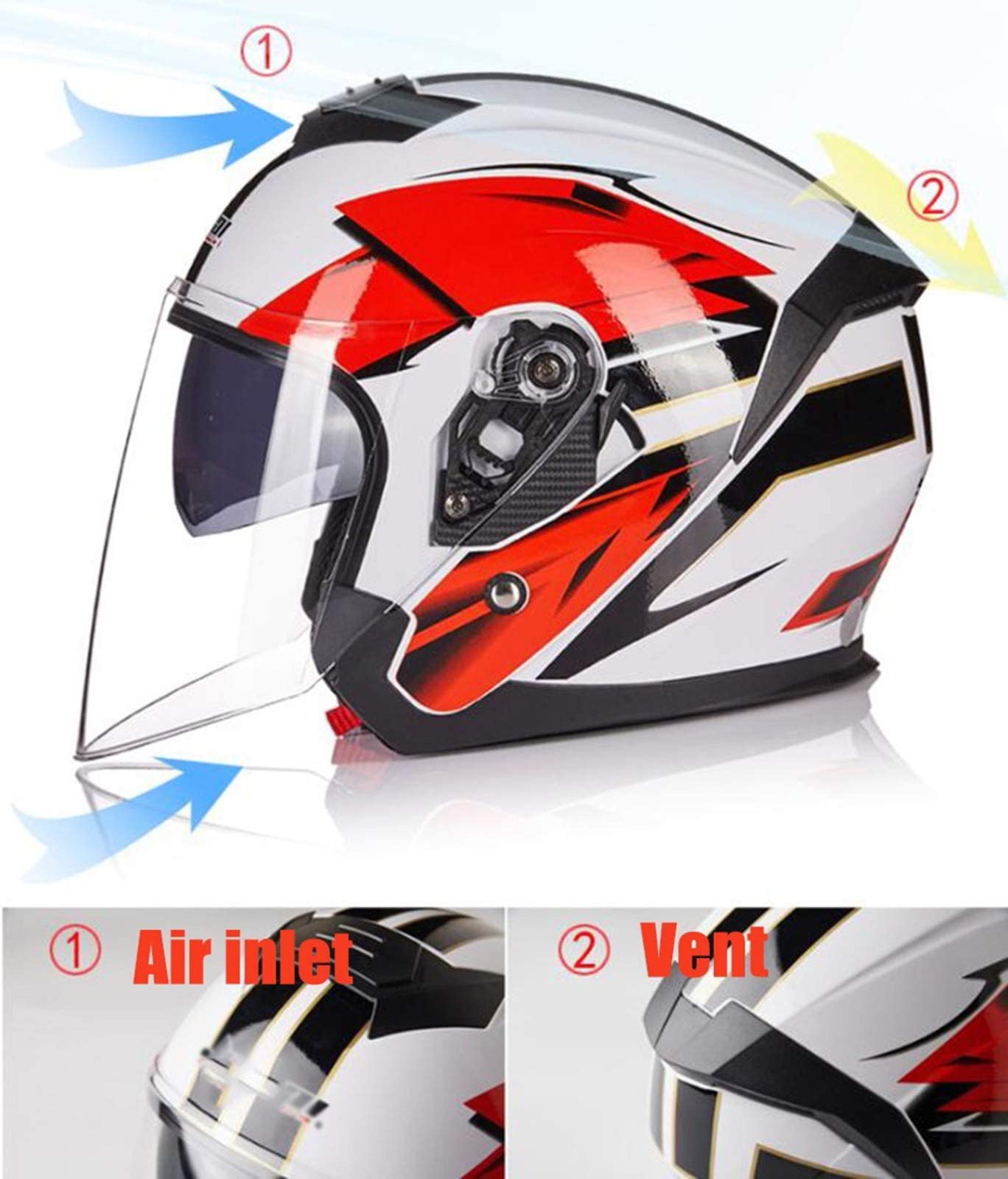 Cascos Protectores para Motocicletas Casco Abierto para Motocicleta Casco de Media Cara para Motocicleta Abs Moto Eléctrica ty Doble Lente Moto Casque Casco Moto para Adultos Hombres Mujer