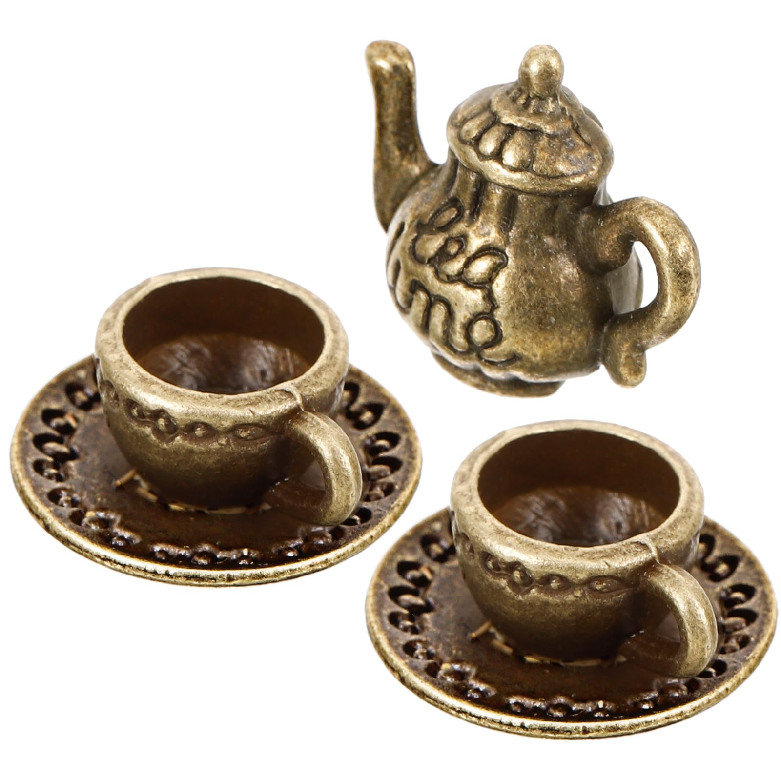 ARTIBETTER Vintage Mini Tea Cup & Tiny Tea Set for Dollhouse Accessories, Miniature Coffee Cup Set for Figurines - Girls Dollhouse Coffee Shop Kitchen Accessories for Photography Props