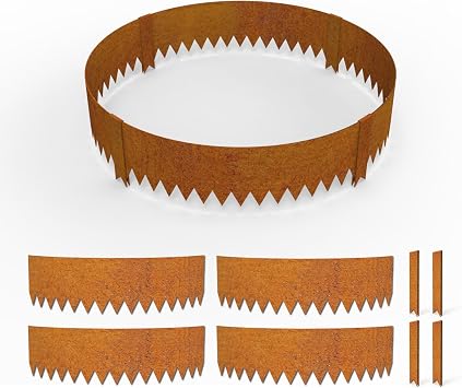 Cor-Ten Steel Landscape Edging with Rust Patina Finish, Pre-Rusted Cor-Ten Circular Tree Ring Edging Kit, 2.5 FT Diameter, 6 in Tall- Round Design - No Manual Bending Required