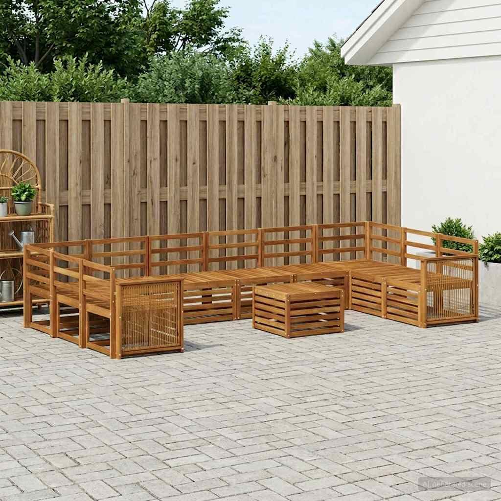 Makastle Salon de Jardin Modulable 10 Places Bois d'Acacia