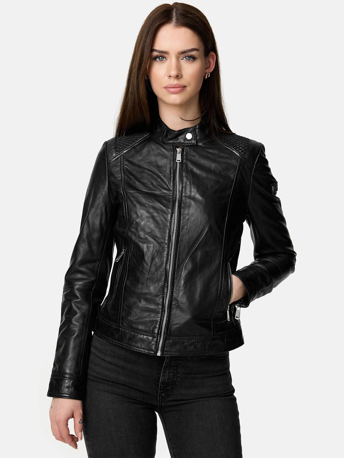 Tazzio Kurtka skórzana damska skórzana kurtka prawdziwa skóra Biker Look F520