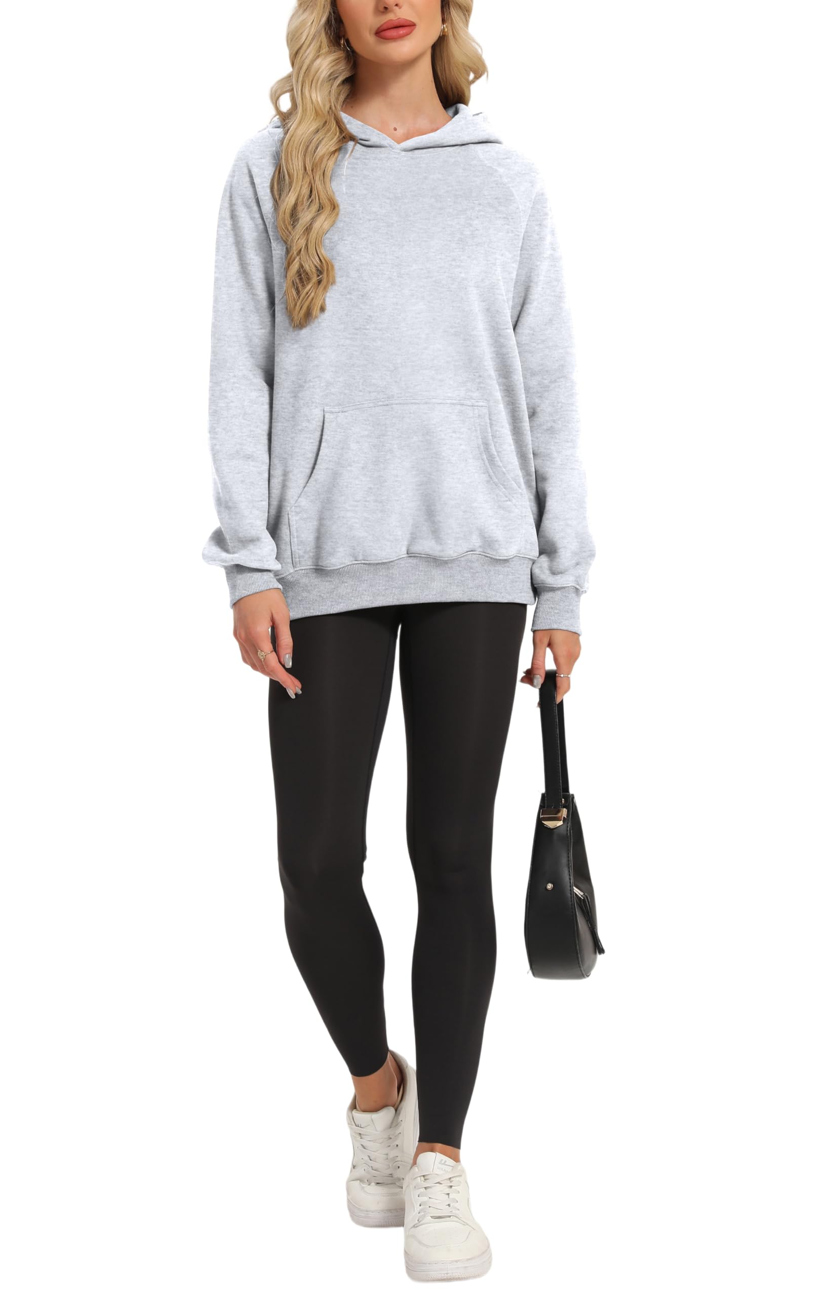 Timuspo Damska bluza z kapturem, luźna, wygodna, bawełniana, casualowa, jednokolorowa, podstawowa, z długim rękawem, bluza z kapturem, jesienna