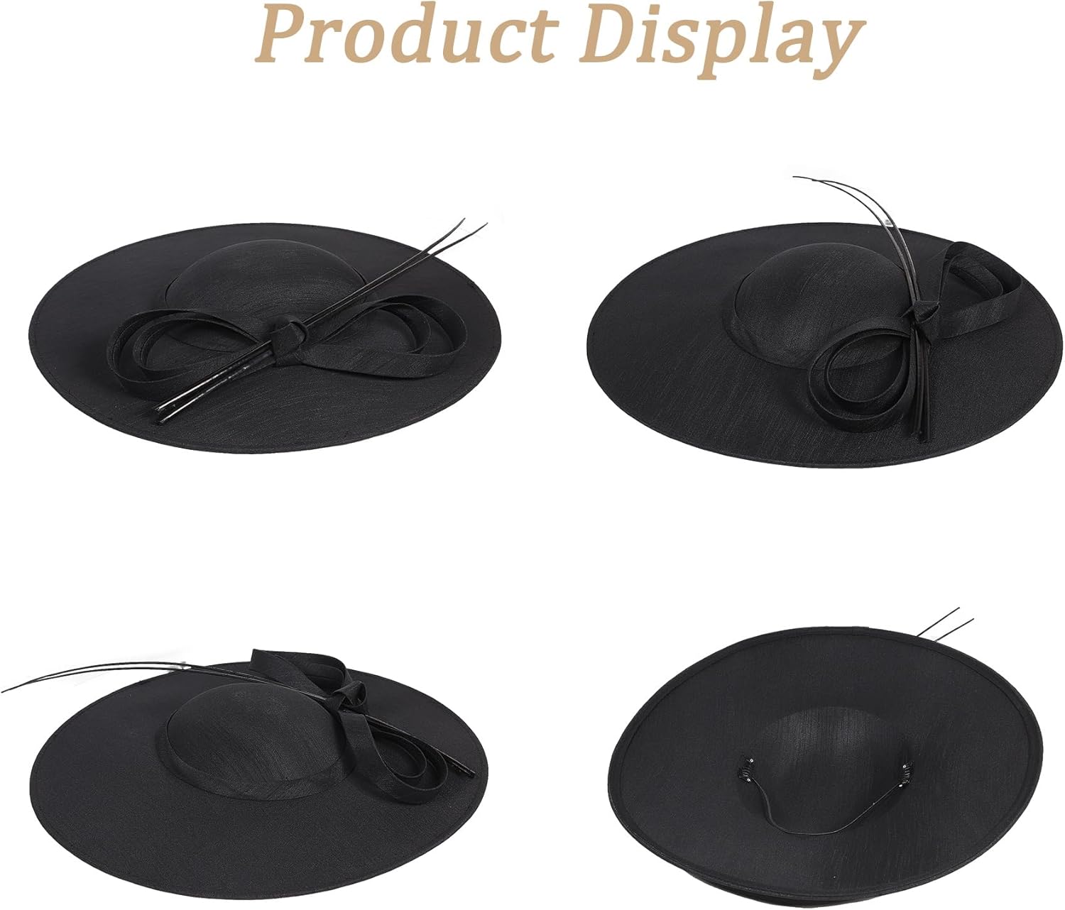 Elegant Wide Brim Wedding Fascinators Women Church Hats Formal Kentucky Dress Derby Hats with Bowknot