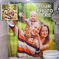 Vista 18 de LIVETTY Cortina de ducha personalizada, cortinas de ducha con foto personalizada, cortina de ducha personalizada de 72 x 72 pulgadas, añade tu Imagen