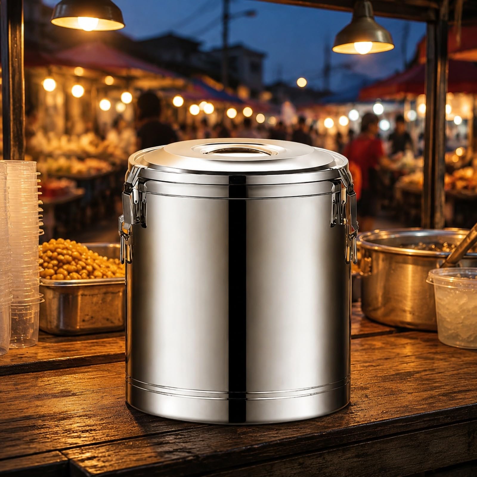 harayaa Contenitore Termico con Coperchio e Manici Isolante Contenitore Termico in Acciaio Inox Ermetico Portabibite Isol per Operri Ristorazione, 30, 3 Rubinetto W