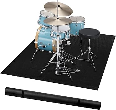 Drum Mat | 4 x 5.3Ft, Drum Rug with Non-Slip Grip Bottom & Noise Reduction, Soundproof Drum Carpet for Studio, Apartment, Outdoor, Electric Drum Accessories Gift for Drummers, Black