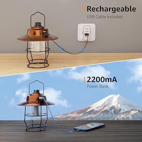 Miniatura 6 de Lepro - 2 artículos linterna LED recargable vintage para campamento y linterna LED LE recargable 1000 lm 4 modos de luz