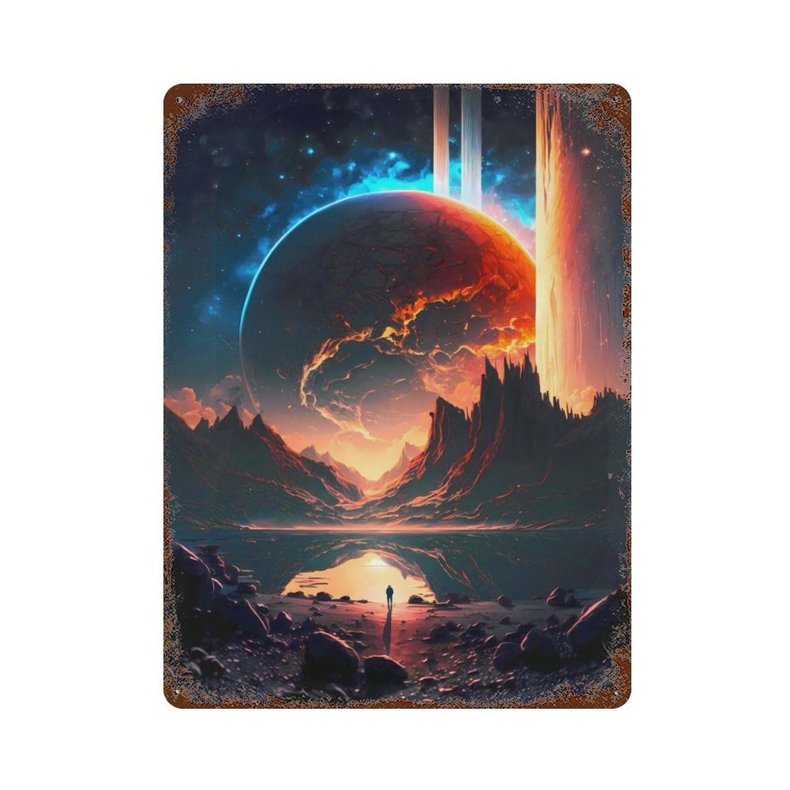 Planet Bifrost Mountain Retro Metal Sign 15.7"x11.8", for Pub, Kitchen And Man Cave Decor, Retro Wall Decor