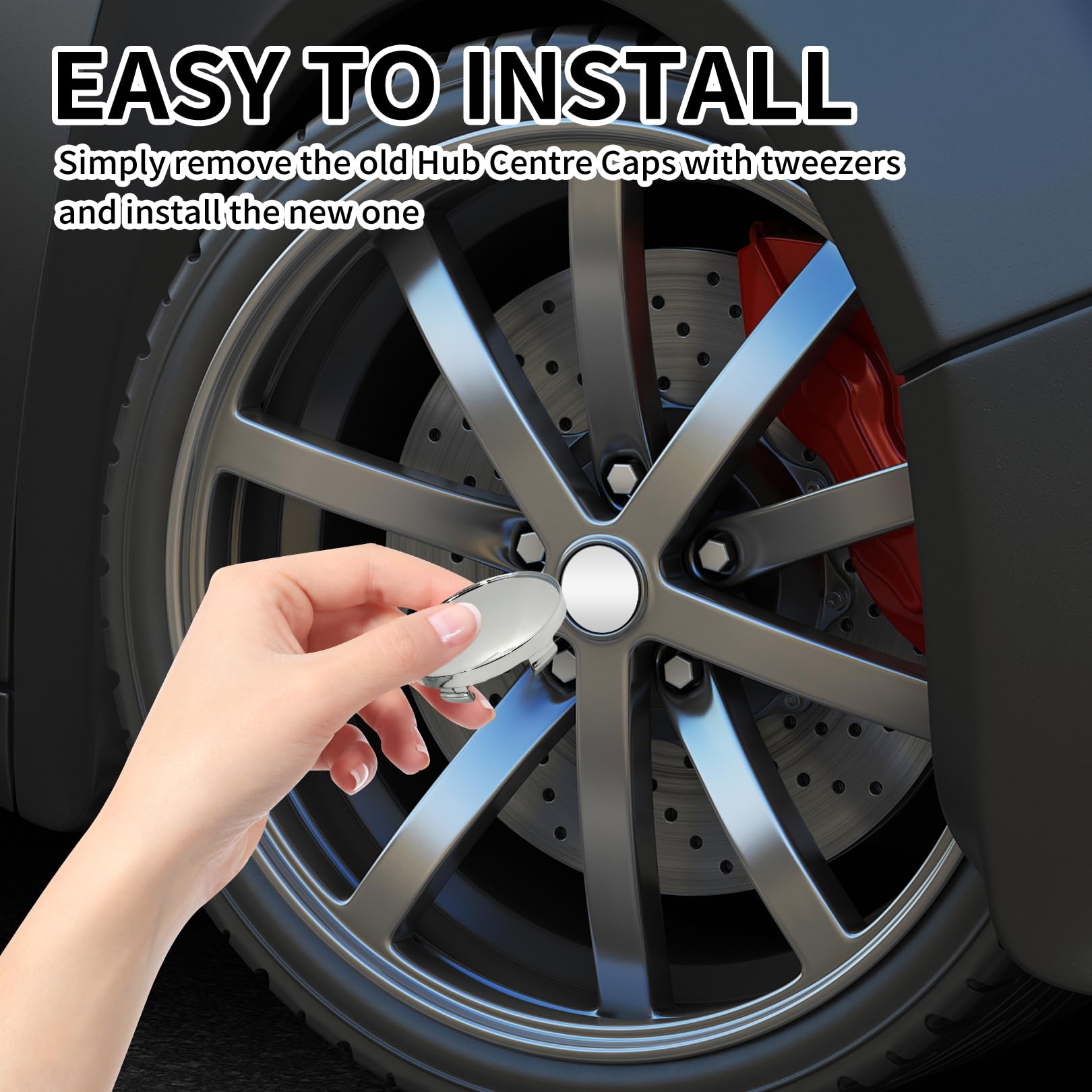 4er-Set Auto Nabendeckel 60mm Schwarz - ABS Felgenkappen Für 75mm Nabenloch