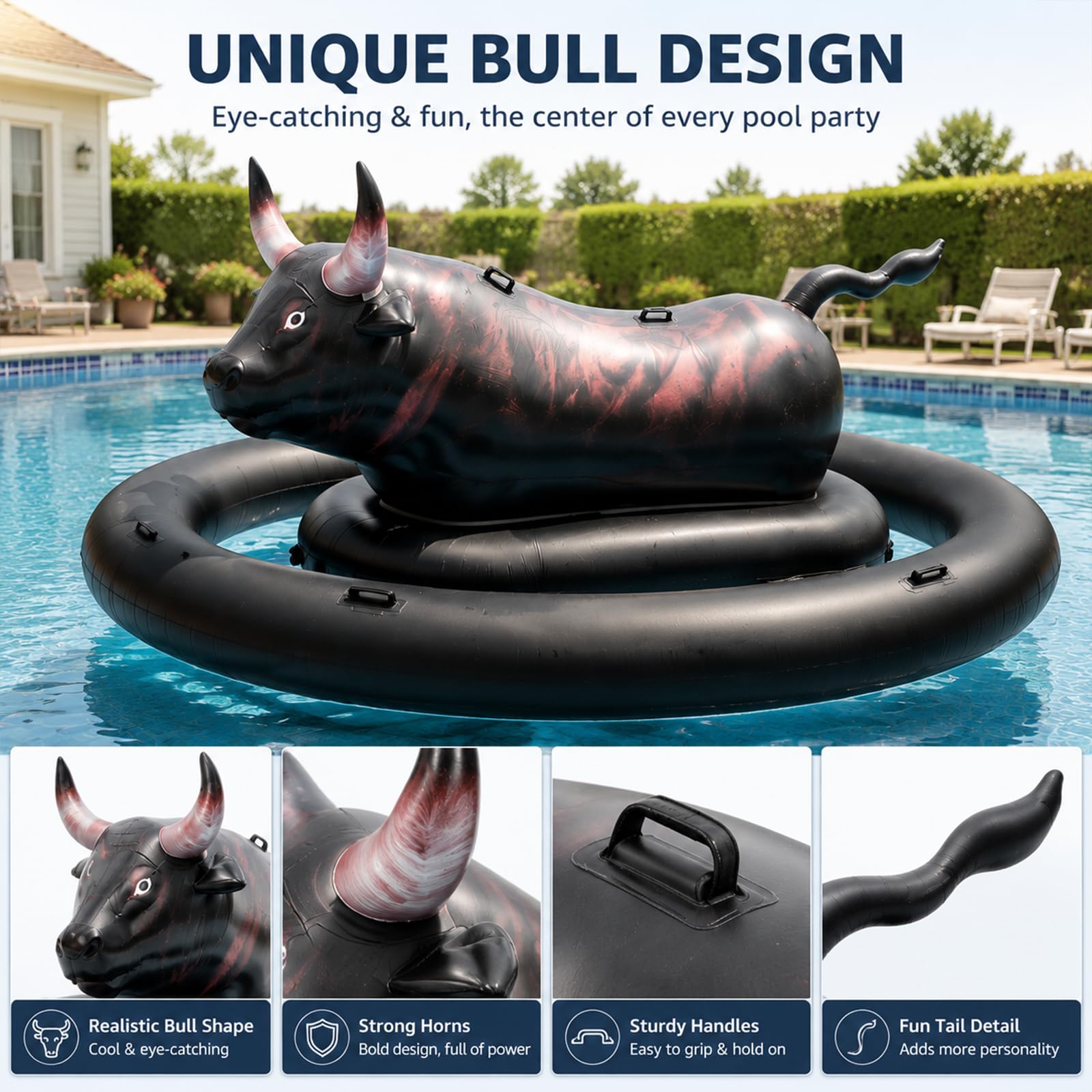 Juguete acuático flotante XXL inflable toro piscina