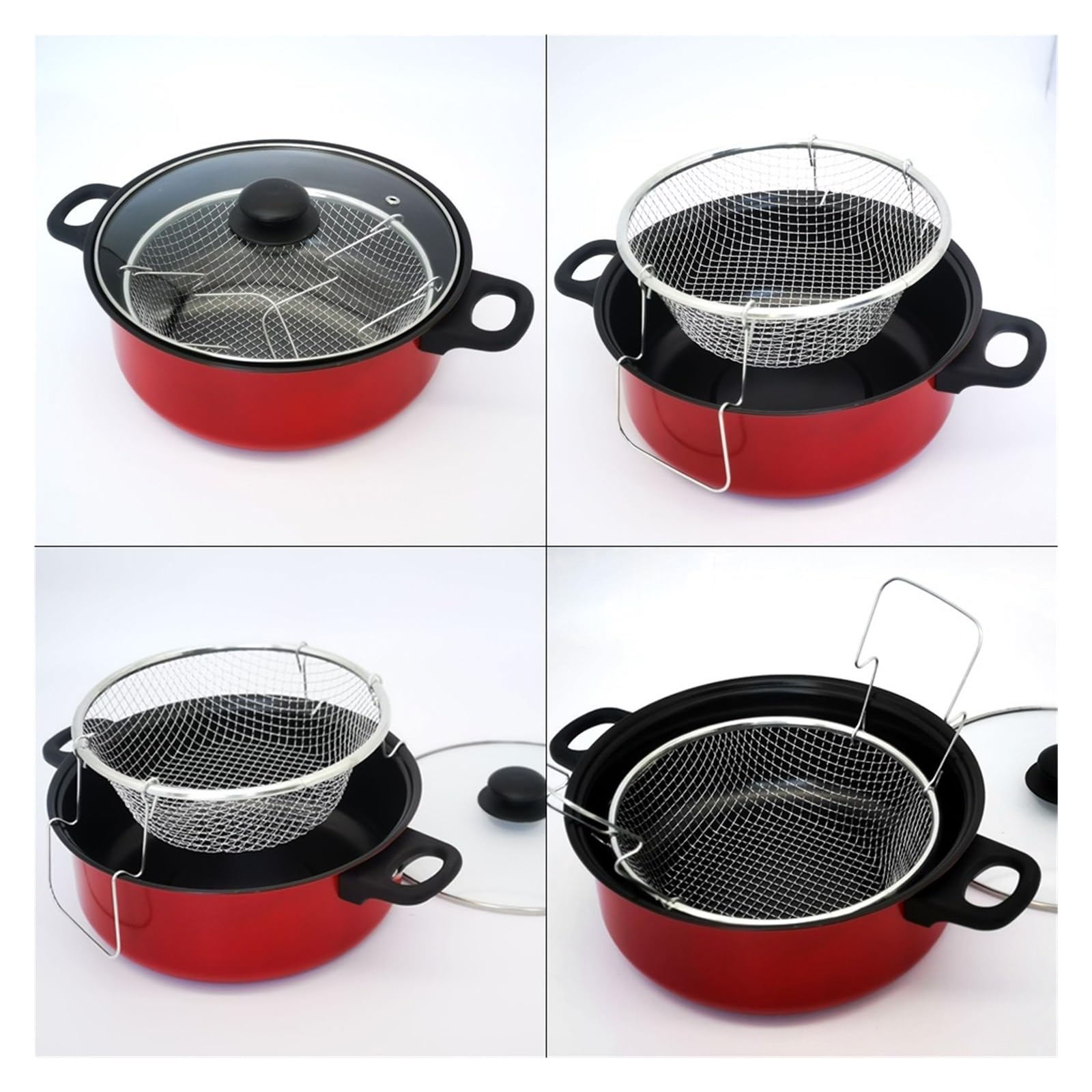 Olla For Freír, Freidora De Apartamento, Ollas Antiadherentes, Sartén For Patatas Fritas, Herramienta Cocina 24cm Calentamiento RáPido(26cm 0 3mm)