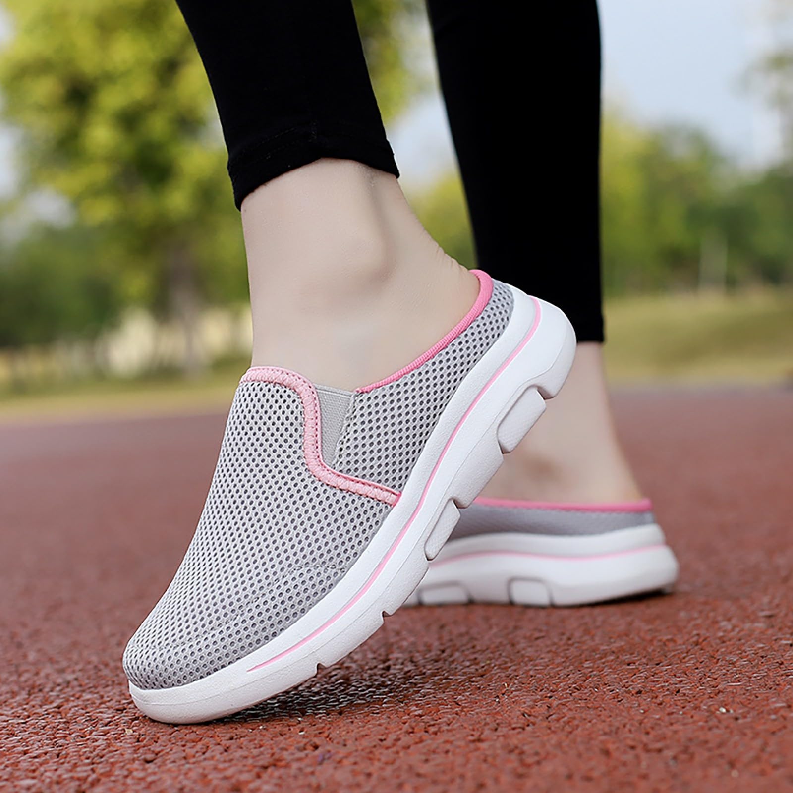 Sneaker da donna in rete aperta, scarpe da ginnastica da donna, scarpe sportive traspiranti, per il tempo libero, suola piatta, tinta unita, scarpe comode