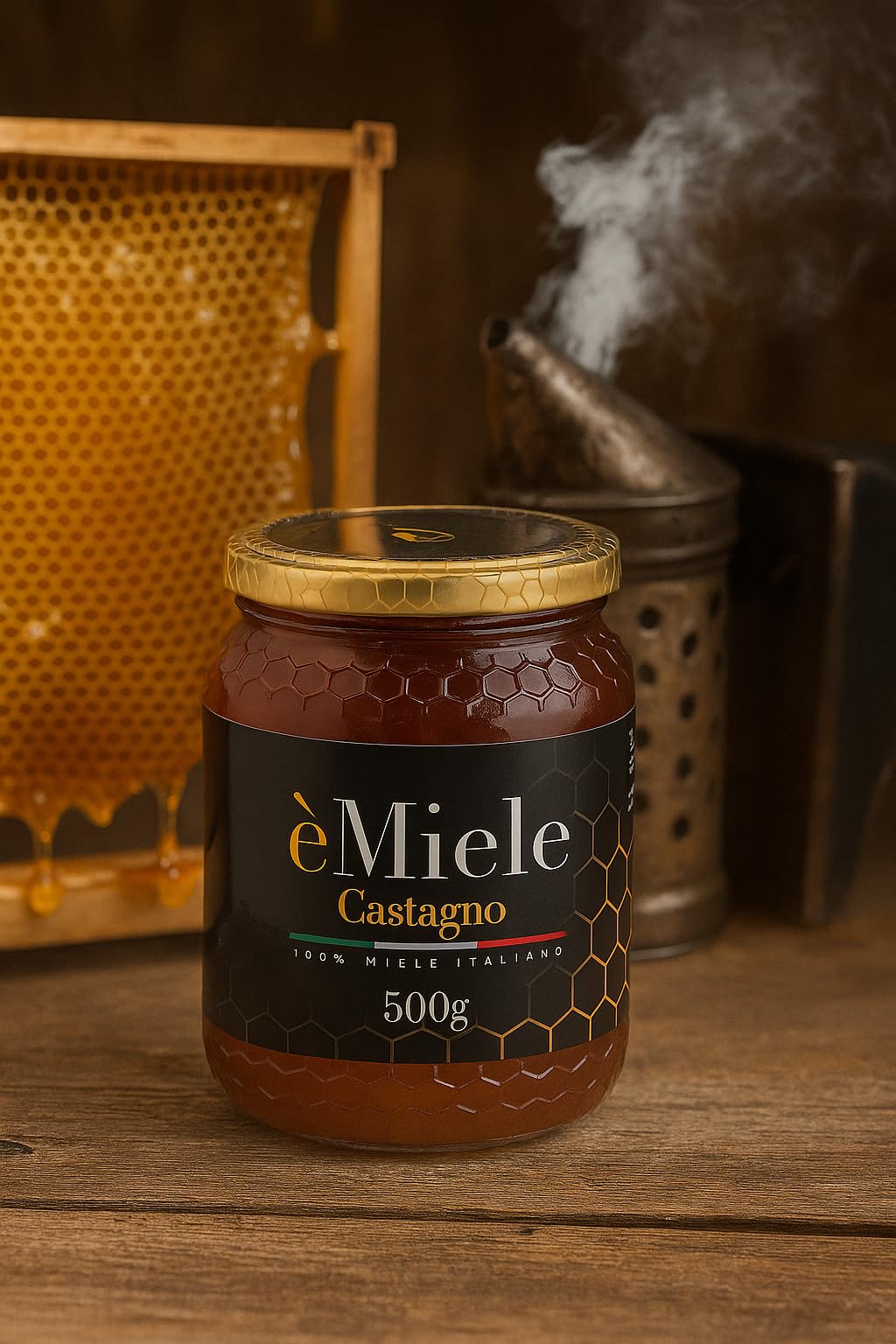 èMiele – Miele biologico di castagno 500 g | Raccolto in Valchiusella Piemonte | Miele italiano non pastorizzato, gusto intenso, naturale e ricco di minerali