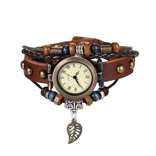 Avaner Vintage Handmade Leather Wrist Watches Multilayer Weave Strap Quartz