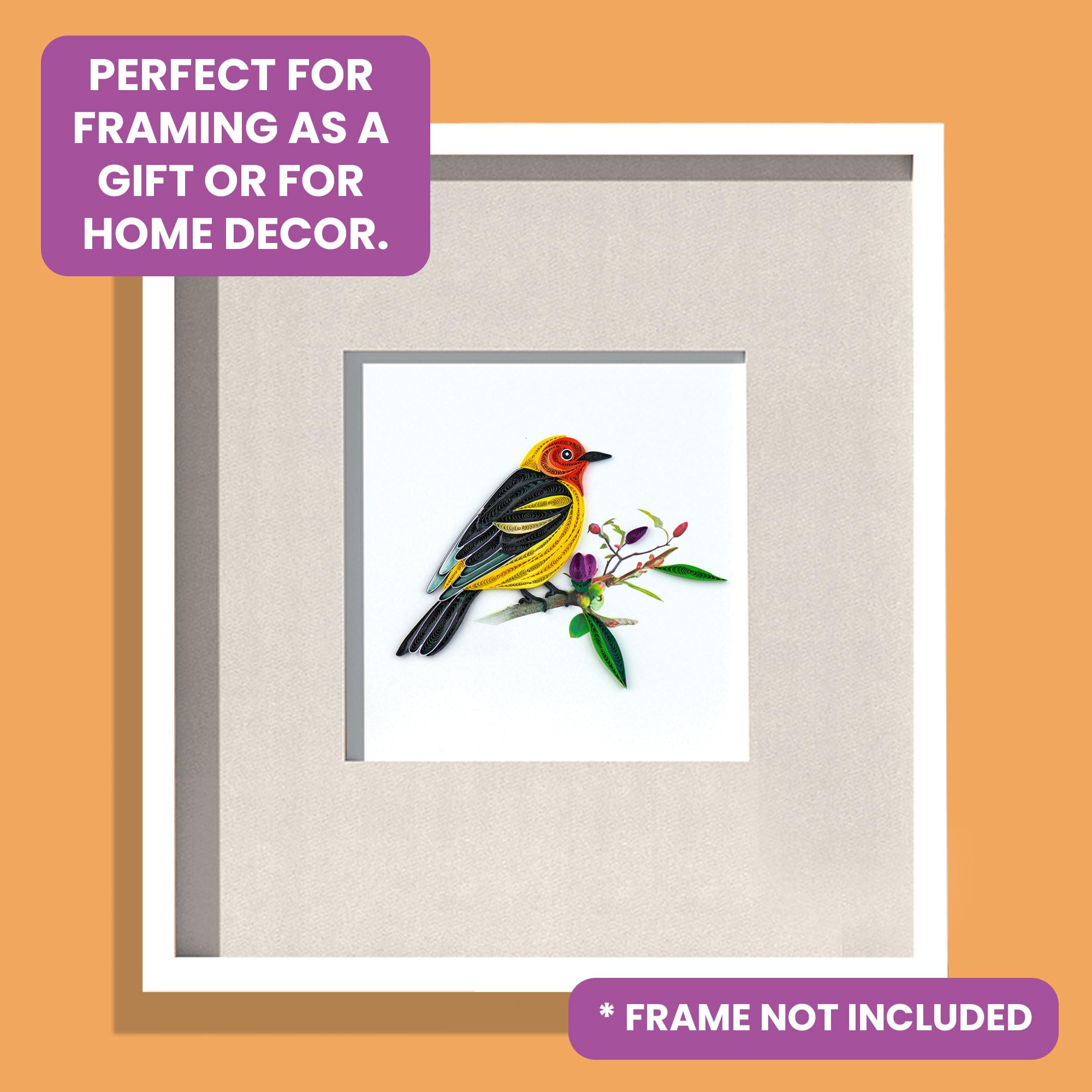 Quilling Western Tanager Bird Tweet-Tastic Fun! Hand-Finished Art Greeting Card Frameable Art - Image 2