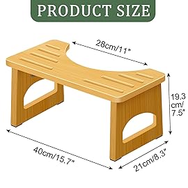 Foldable Toilet Stool, 2 Pack 7.5 Inches Poop Stool for Bathroom, Bamboo Toilet Stool Squat Adult, Collapsible Squatting Bathroom Potty Stool with Non-Slip Strip, Improve Squatting Posture and Comfort