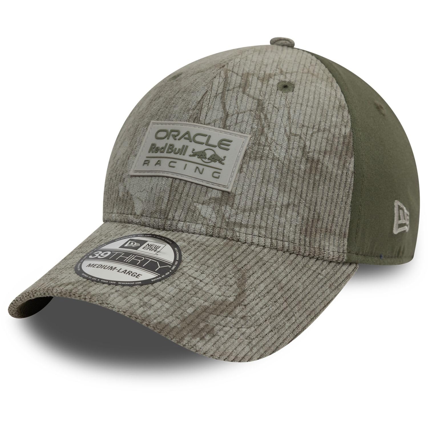 New Era Red Bull Racing F1 39THIRTY Cap, Corduroy, Grey and Green, Stretch Fit (UK, Alpha, S, M, Grey)