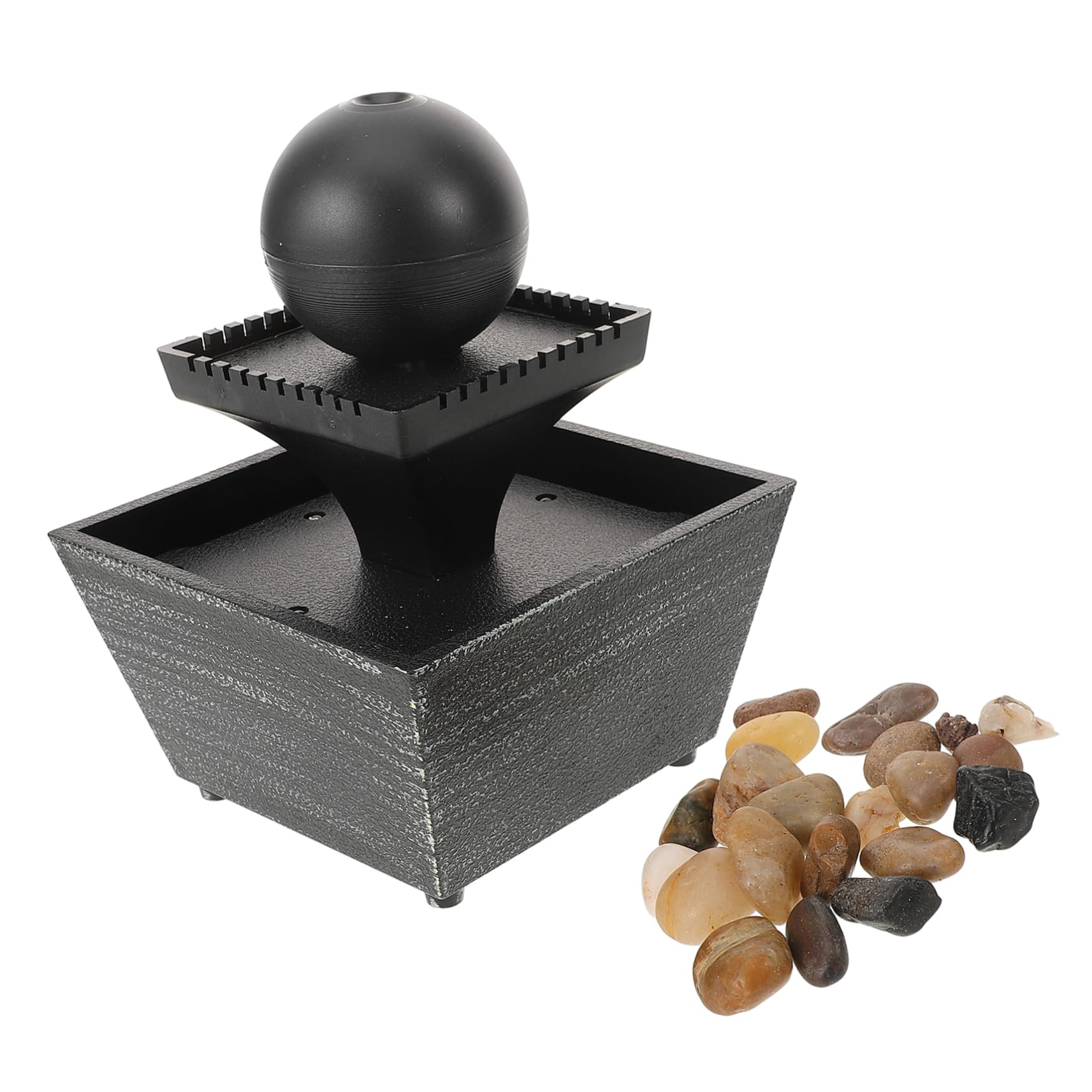 Fuente de agua decorativa VALICLUD de escritorio en resina negra con estilo chino zen 1
