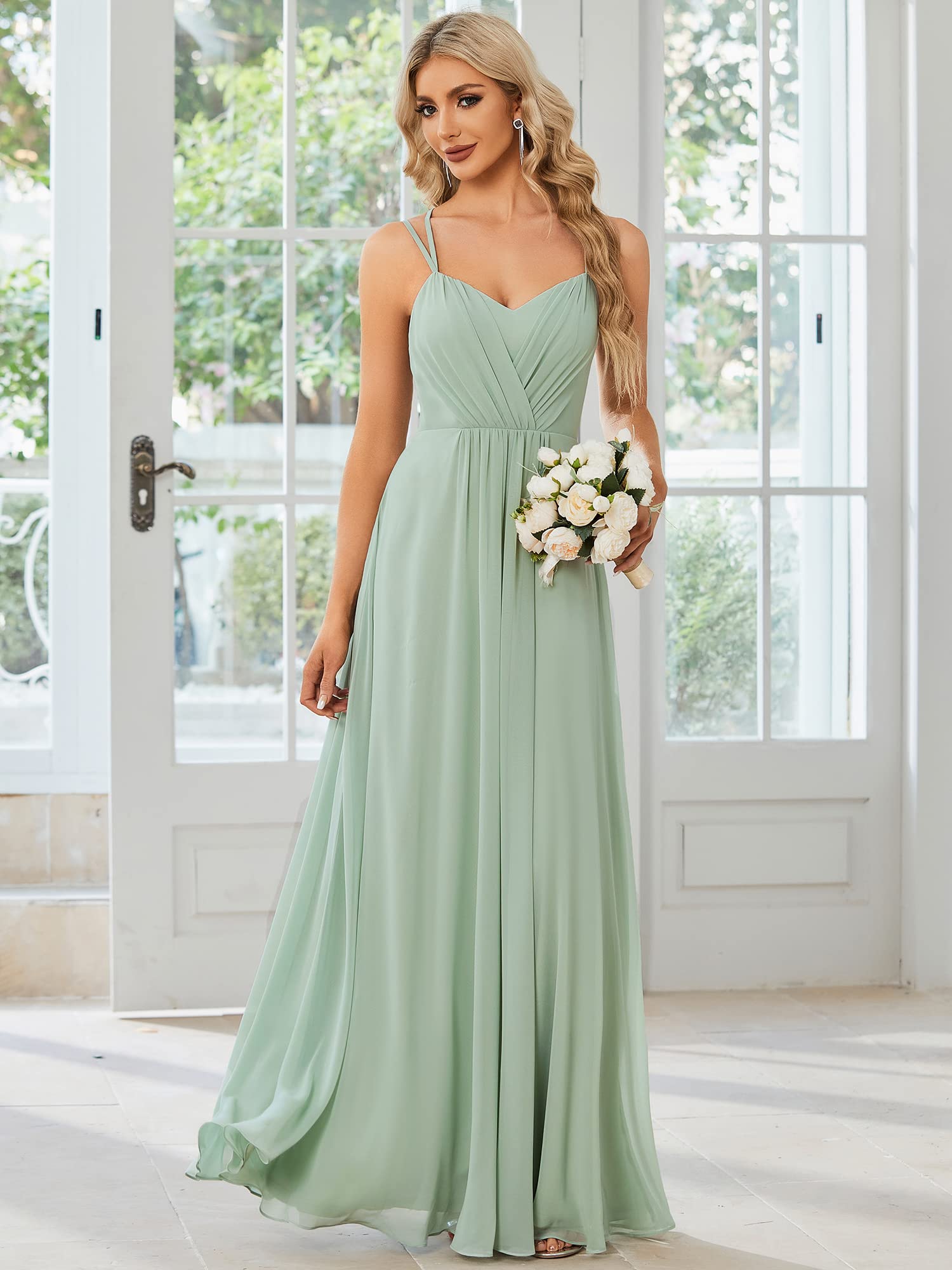 Ever-Pretty Robe de Demoiselle d'honneur Bretelles Col V Dos Nu A Line Chic ES01692