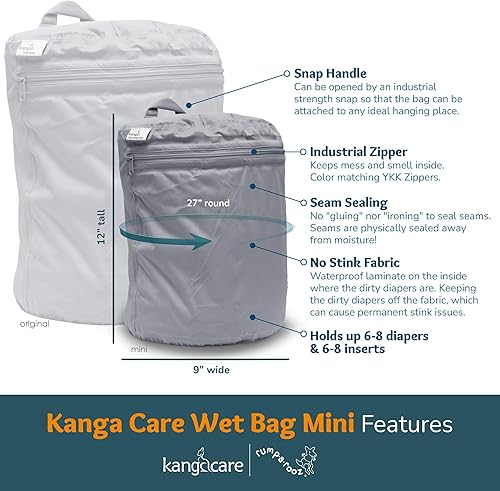 Miniatura 3 de Kanga Care Wet Bag - Mini costura sellada impermeable 3D dimensional para pañales de tela de bebé, viajes, playa, piscina, gimnasio, natación,