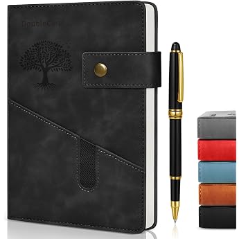 Notebook A5 Lined Hardcover Leather Diary with Pen and Pocket