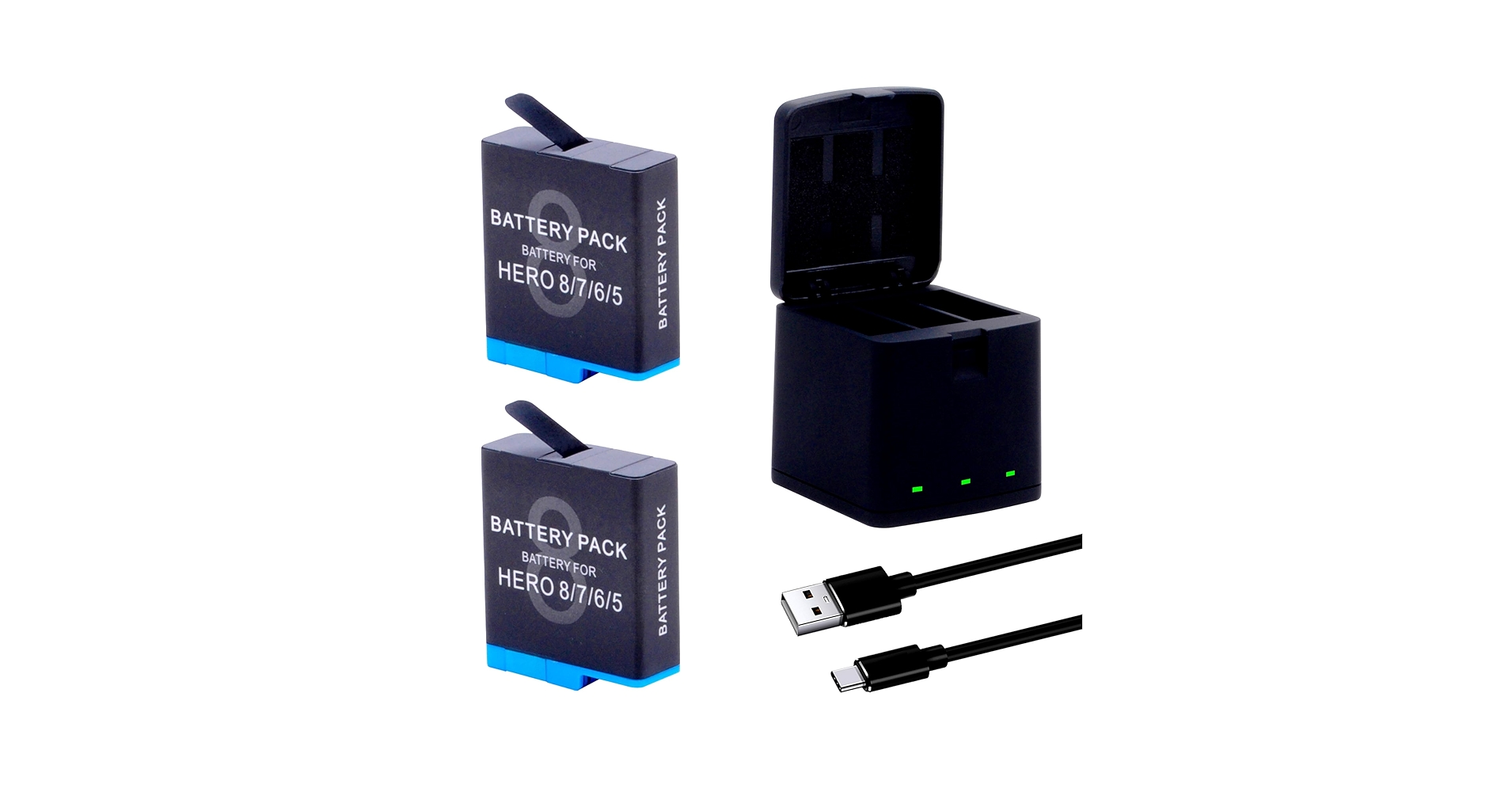 GoPro Hero 8 Black、バッテリーとアクセサリー付き。 Amazon.com: 1500mAh 2-Pack Battery Compatible for GoPro Hero