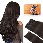 DOORES Clip in Human Hair Extensions, Dark Brown 150g 9pcs 14 Inch, Real Remy Straight Thick Hair