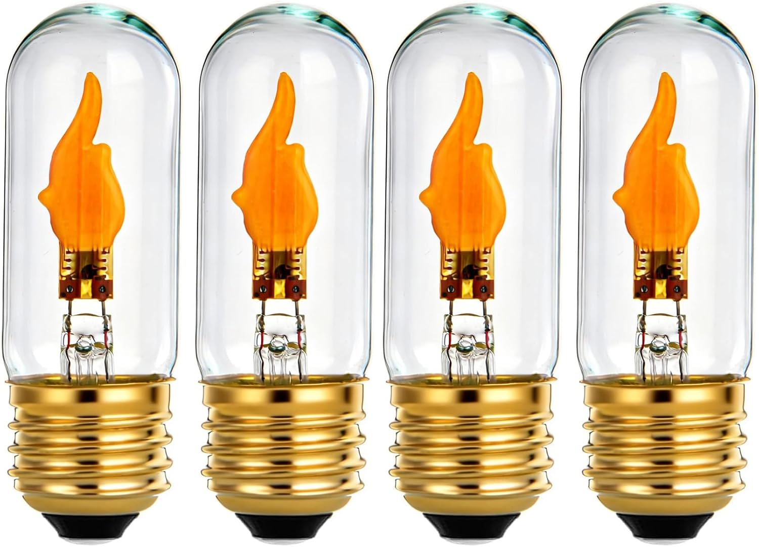 SHUWDKAR Flickering Light Bulbs E26 Base LED Flame Light Bulb, LED Fire Effect Flicker Flame Bulb for Decoration, 4 Pack