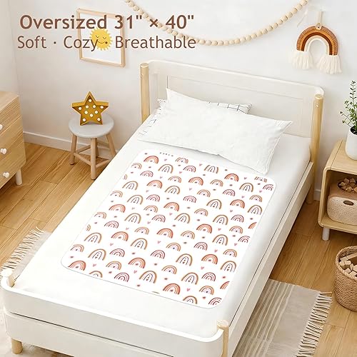 Miniatura 7 de ROCCED Almohadilla para cama de bebé, impermeable, lavable, reutilizable, de 31 x 40 pulgadas, protector de colchón para niños pequeños, protectores