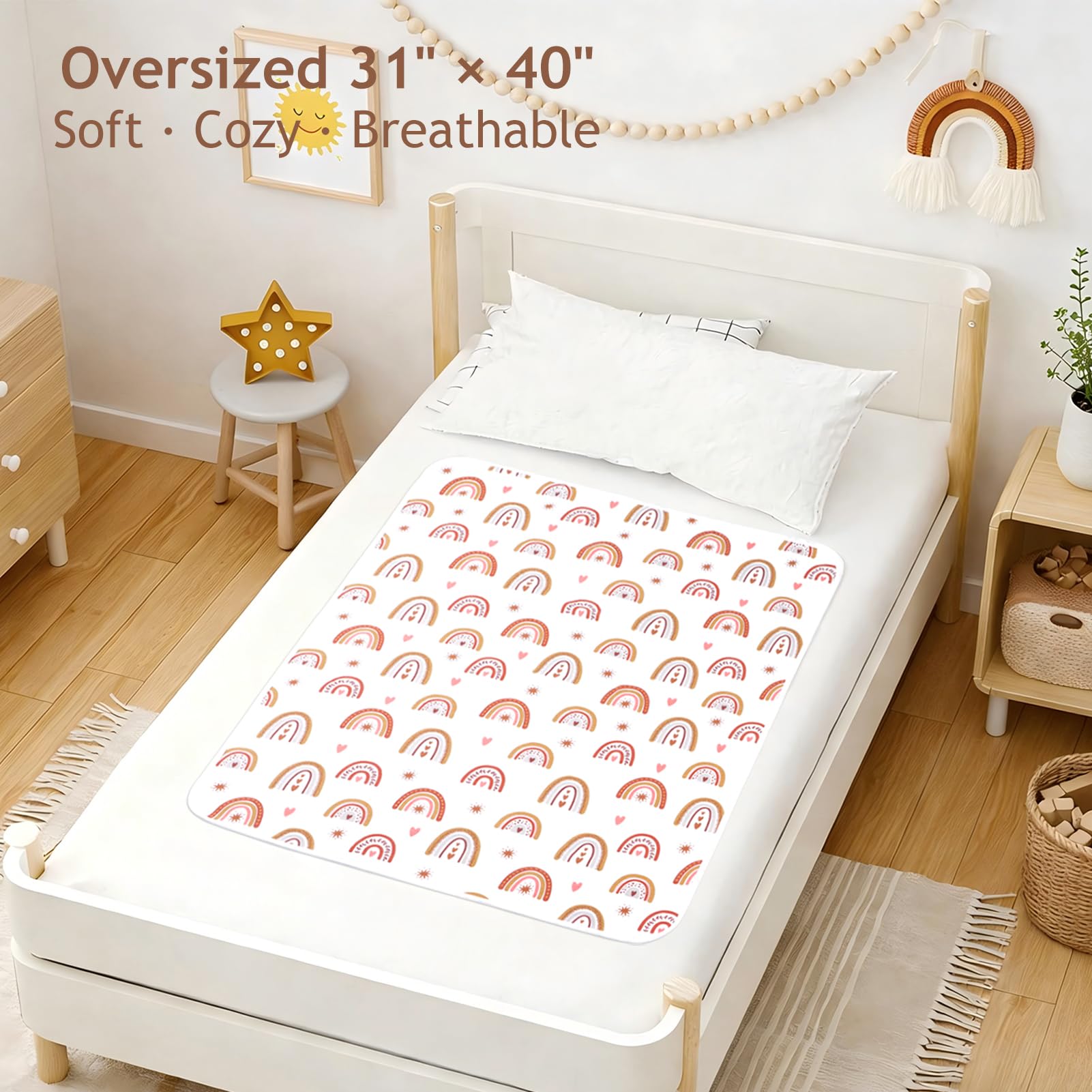 ROCCED Almohadilla de Cama para bebé, Impermeable, Lavable, Reutilizable, de 31 x 40 Pulgadas, Protector de colchón Grande para niños pequeños, Almohadillas para incontinencia, para niños, Adultos y