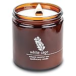 Hemlock Park Crackling Wood Wick Candle Handcrafted with Natural Coconut Wax (Large 16 oz, White Sage)