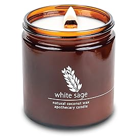 Hemlock Park Crackling Wood Wick Candle Handcrafted with Natural Coconut Wax (Large 16 oz, White Sage)