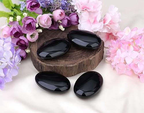 Miniatura 3 de LAIDANLA Obsidiana de 2.4 pulgadas, cristales curativos de piedra de palma grande, piedras preciosas naturales, efectos calmantes, equilibrio de