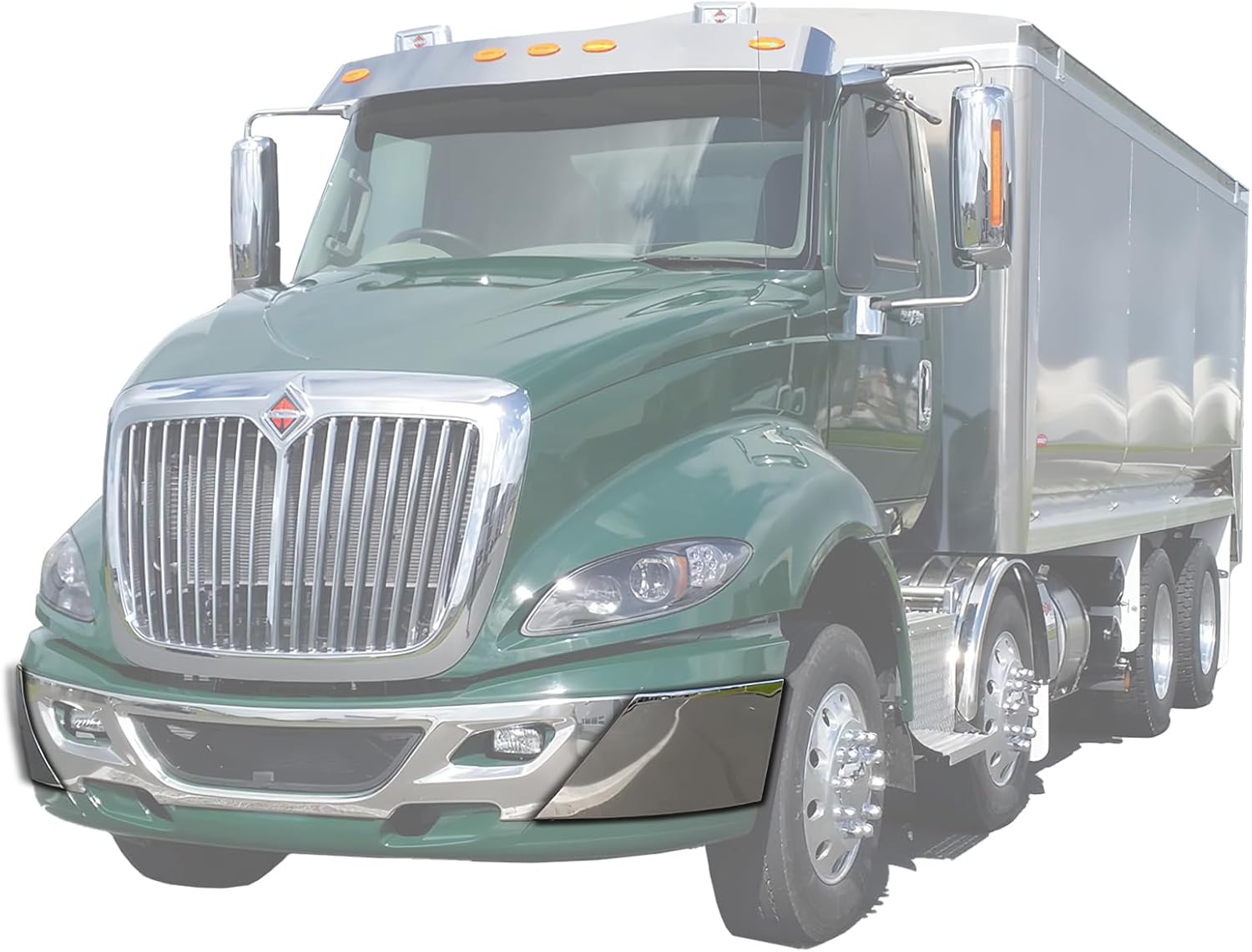 KOZAK Bumper End Corner Chrome Trim (Left Driver and Right Passenger Side) Compatible with International Prostar 2008-2015 PLUS Logo and KOZAK Vest