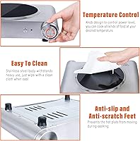 Vista 3 de Davivy Quemador eléctrico doble, placa eléctrica, quemadores de encimera, quemador doble de 1800 W, estufa eléctrica portátil, placas calientes