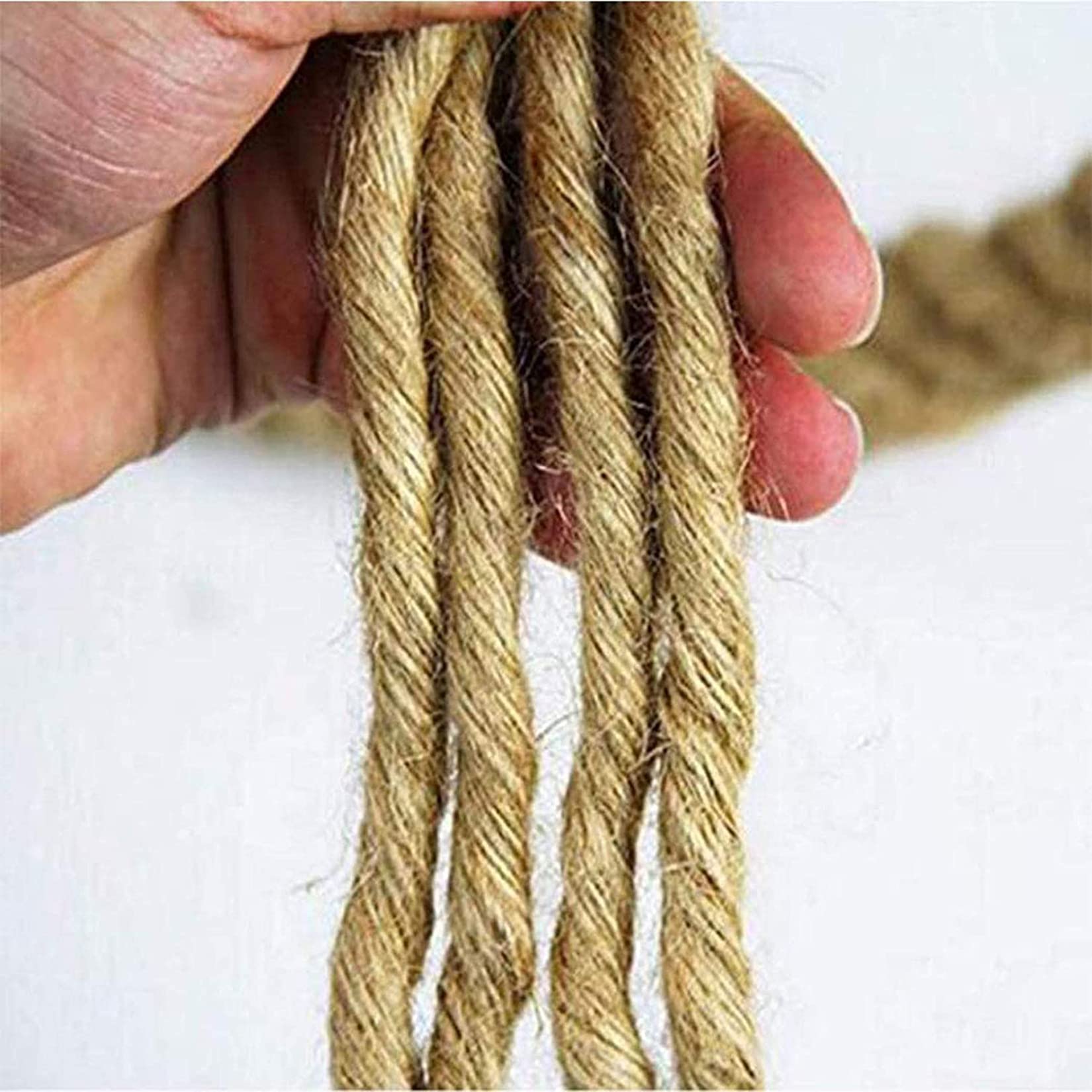 Corda di iuta naturale, 100 m, corda di canapa intrecciata per uso multifunzionale, ideale per giardinaggio, ringhiere, altalene sospese, solida treccia resistente
