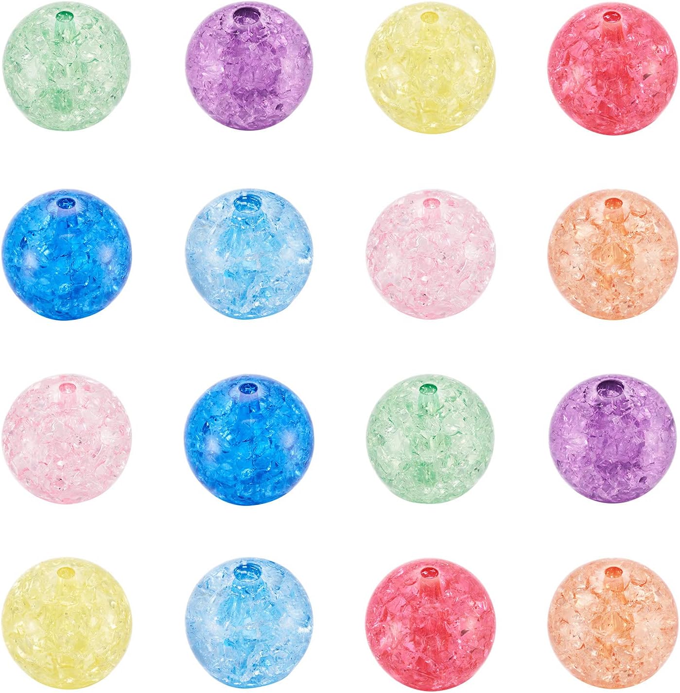 Cheriswelry 100pcs 20mm Crystal AB Acrylic Round Chunky Bubblegum Ball Beads with Glitter Powder Loose Gumball Spacer Beads for Bracelet Necklace Jewelry Making DIY Craft