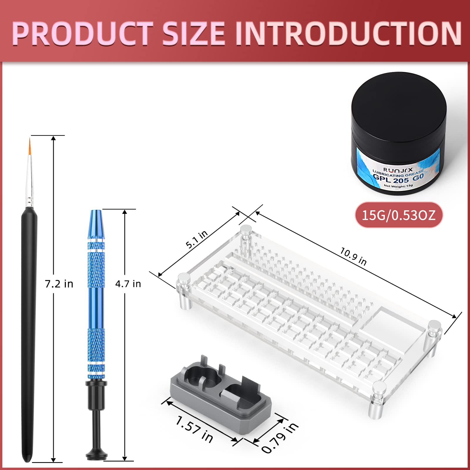 RUNJRX 36 Tastaturschalter-Schmierstation, GPL 205G0-15g, Schalteröffner, Schalterschmierbürste, Schalterschmierwerkzeug