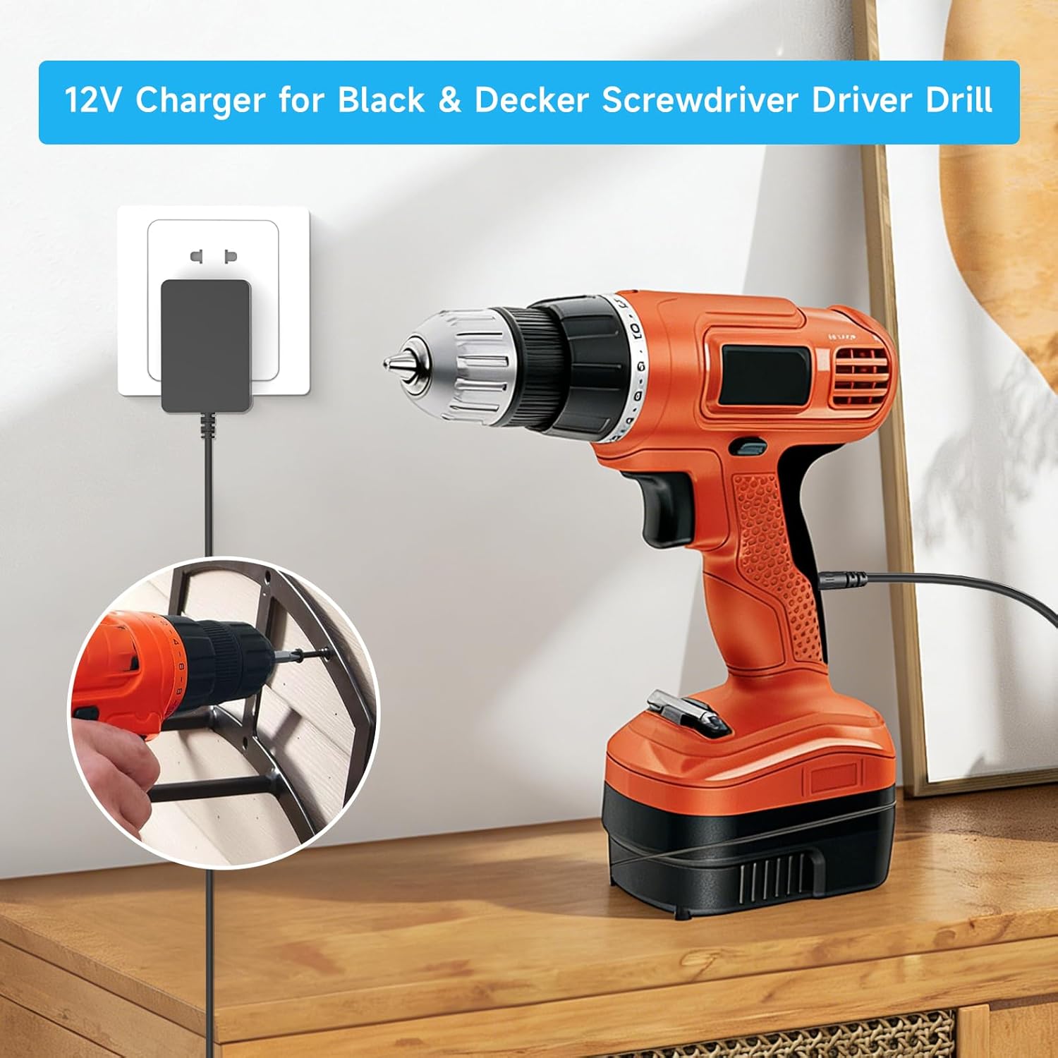 12V Drill Driver Charger Replacement for Black & Decker Screwdriver Driver, Compatible with Black & Decker GCO1200 GC01200 GCO1200CL Cordless Drill Driver Power Supply