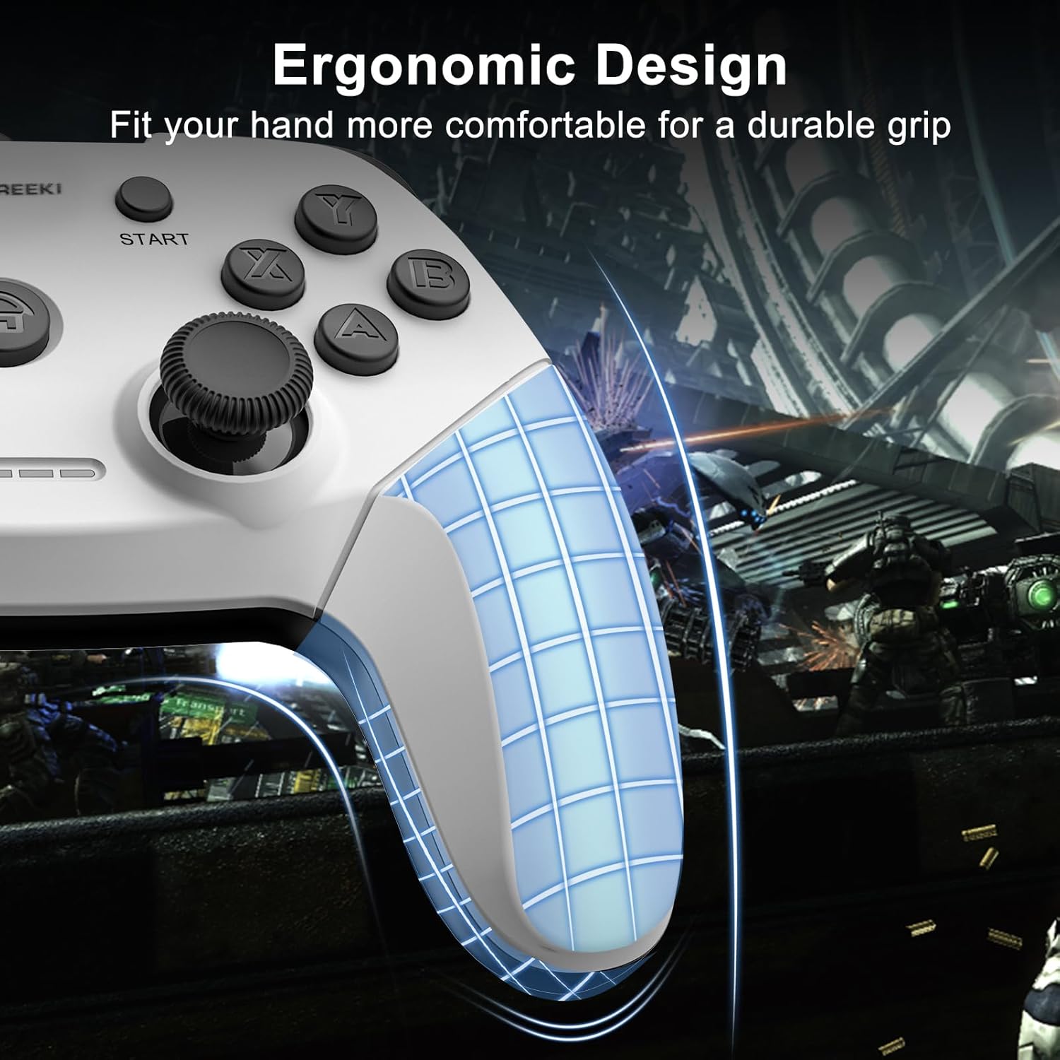 CHEREEKI Game Controller, Wired USB Gamepad for PC (Windows 7/8/10), Steam, 6.6ft Cable, Dual Vibration