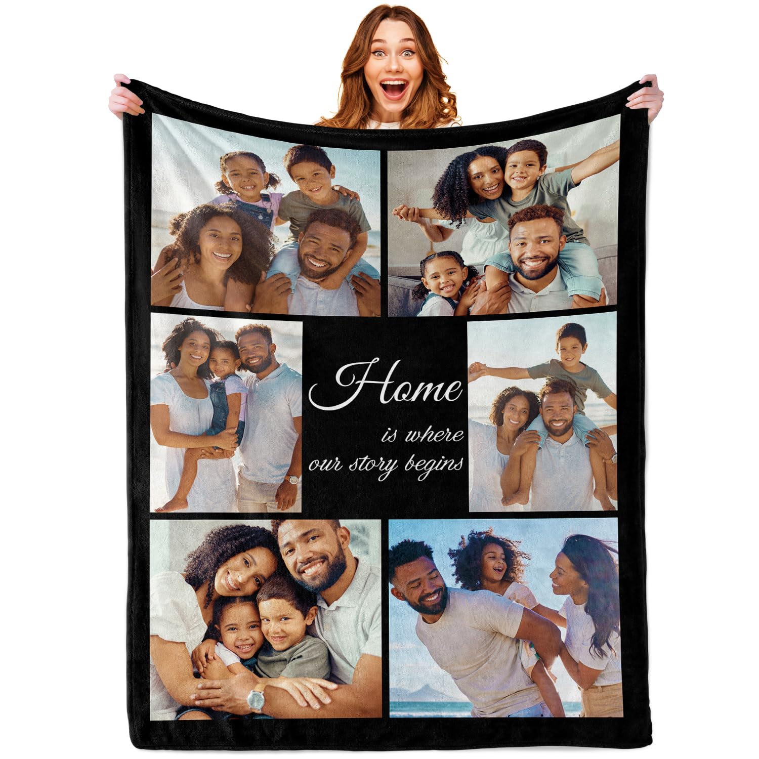 Tingwei personalised blanket,Custom Blankets with Picture Text,Personalized 6 Photos Blanket, customised Throw Blanket for customisable Mom Dad Couple Girlfriend Boyfriend Wife Husband Gifts