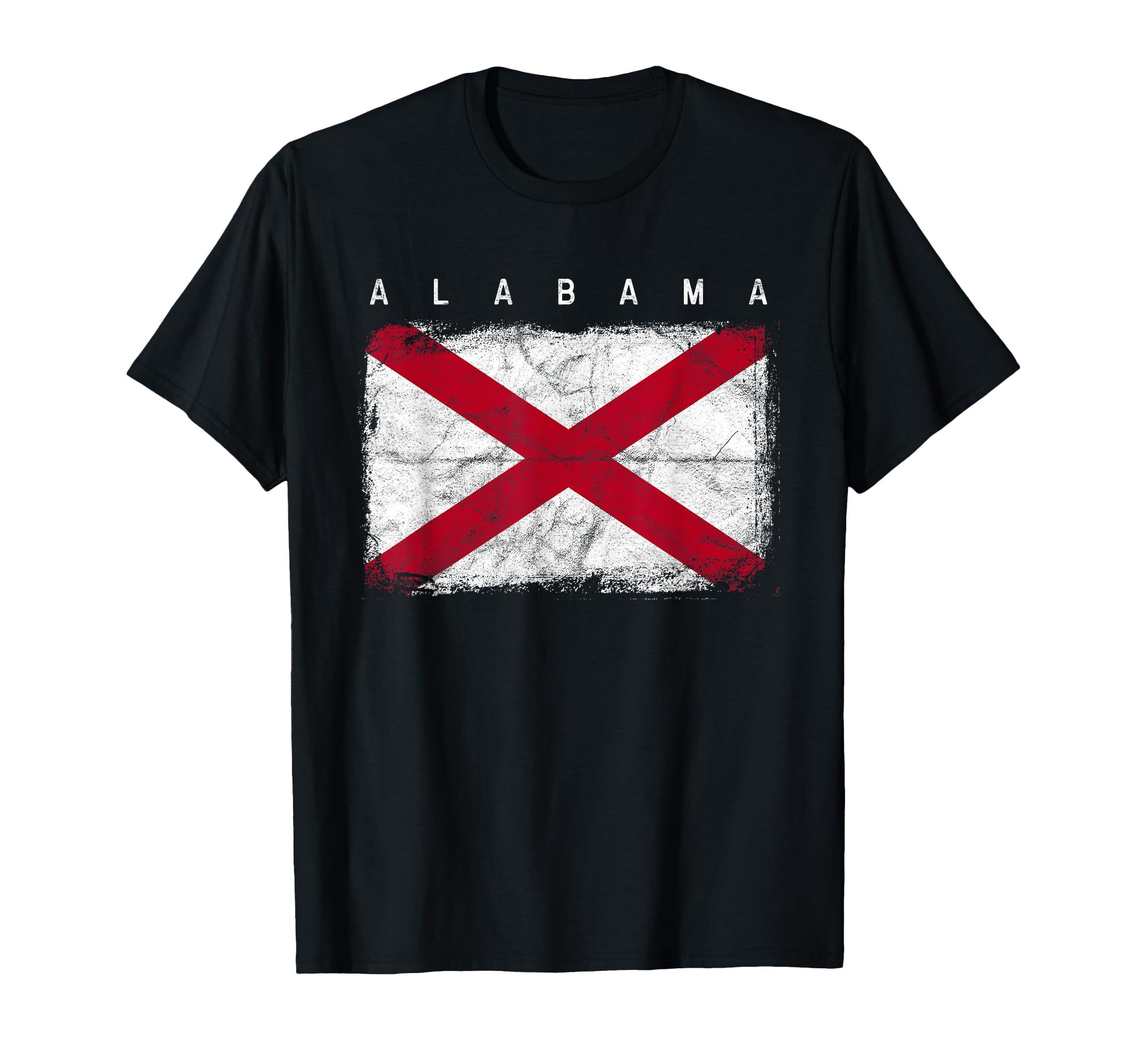 Alabama Vintage Distressed Home State Flag Design T-Shirt