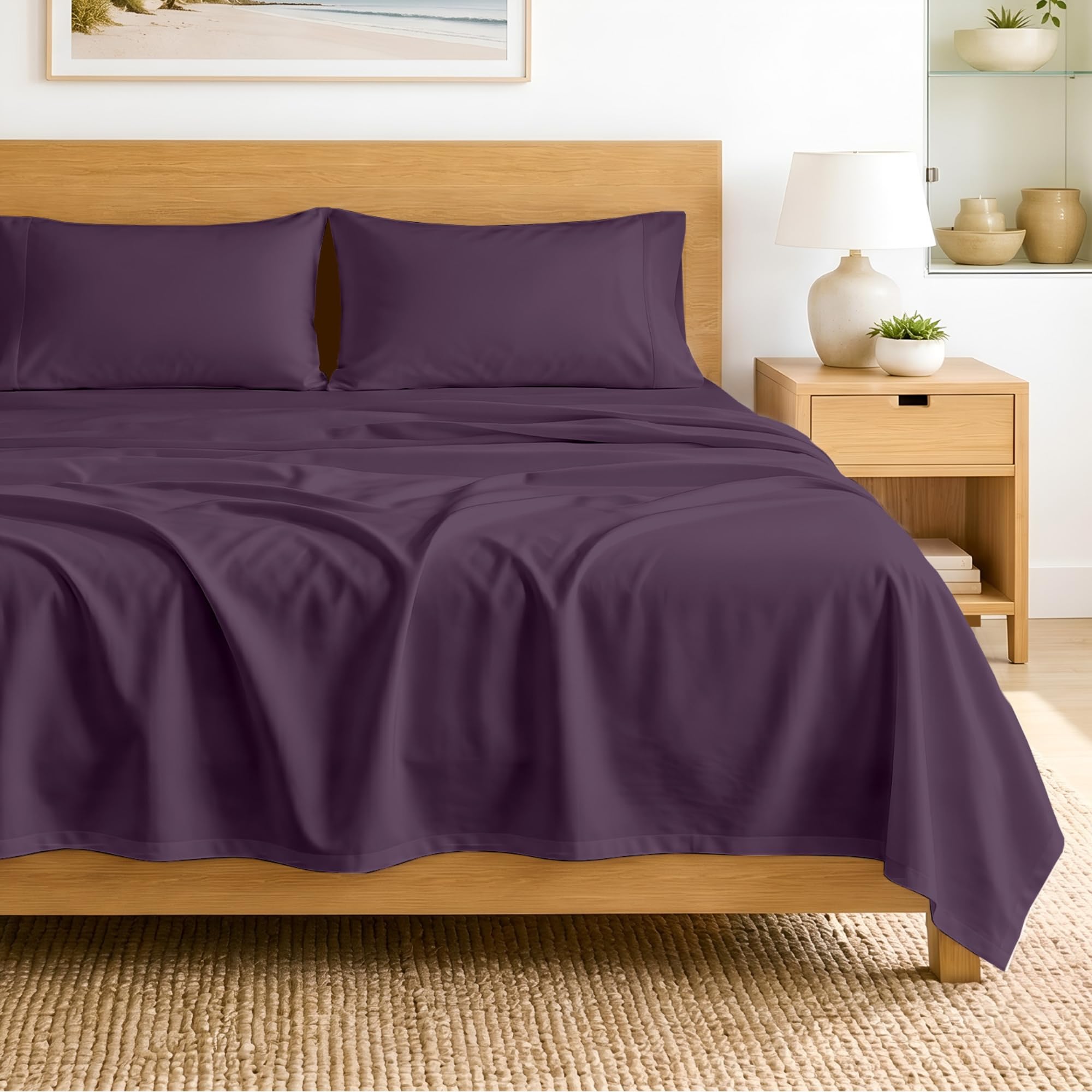 SGI Bedding Egyptian Cotton King Sheets in Plum color